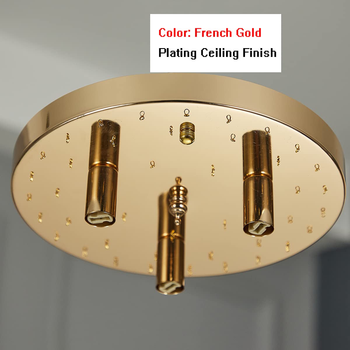 Gopmmy Round Crystal Lamp Chandelier,Modern Gold G9 Ceiling Mount Fixture Dia.9.85'' X H8.25 For Living Room Dining Room Hallway
