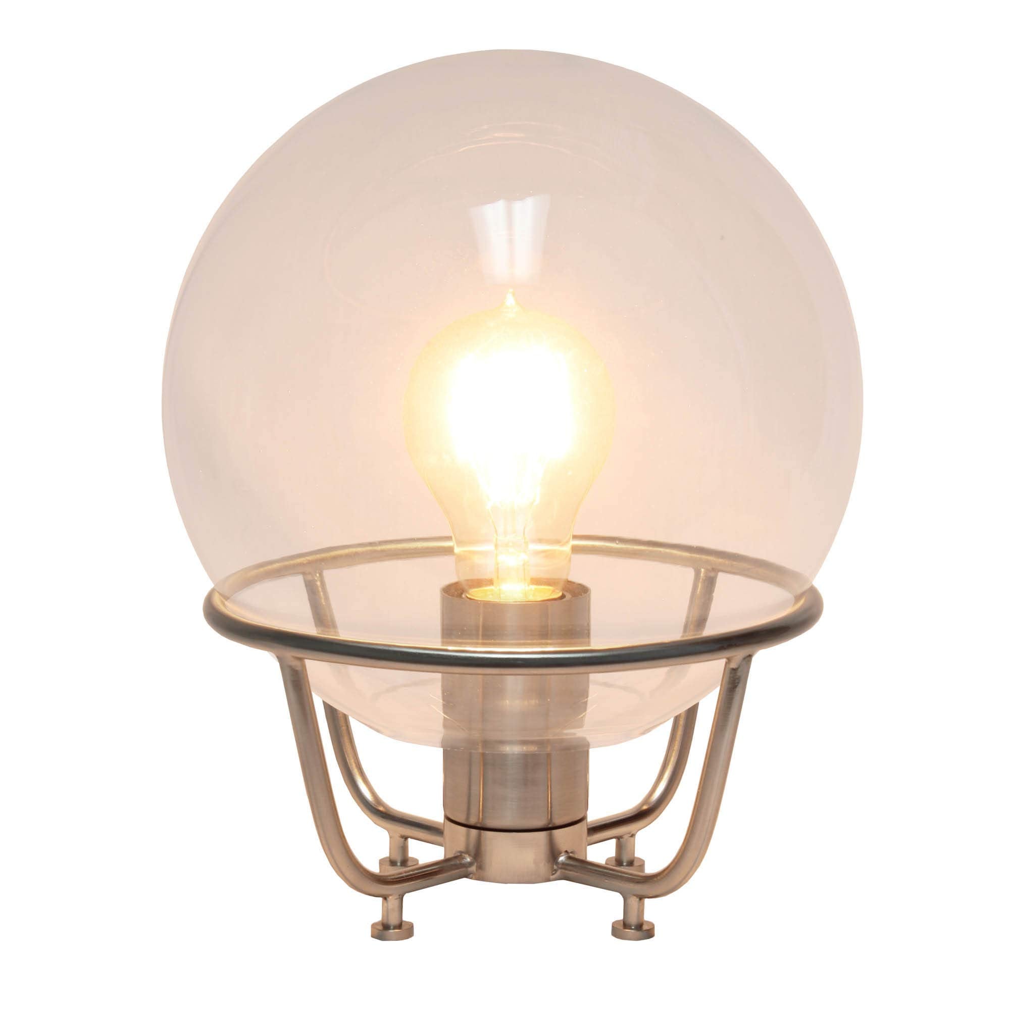 LALIA HOME Old World Globe Table Lamp, Brushed Nickel, Metal, 7.75inL x 7.75inW x 10inH, Model LHT-5032 Family