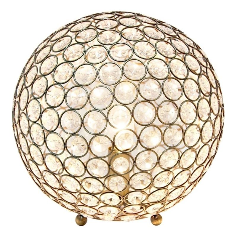 All The Rages Elipse Crystal & Metal Sphere Table Lamp In Antique Brass