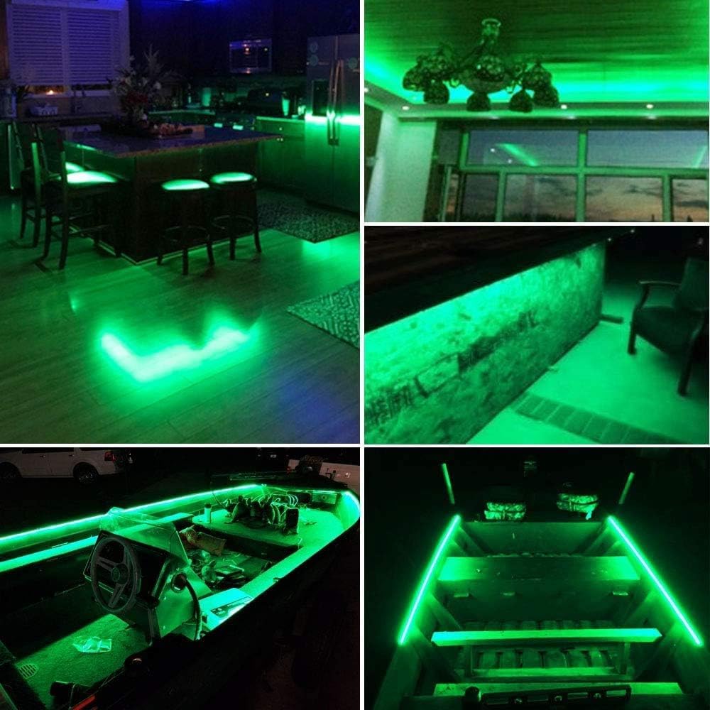 Vbakor Pontoon Boat Led Strip Lights  12V 32.8Ft Green Waterproof Marine Led Light Boat Interior Light  Boats Deck Hull  nel Lighting  Night Fishing Lights For Bass  Jon (No Battery)