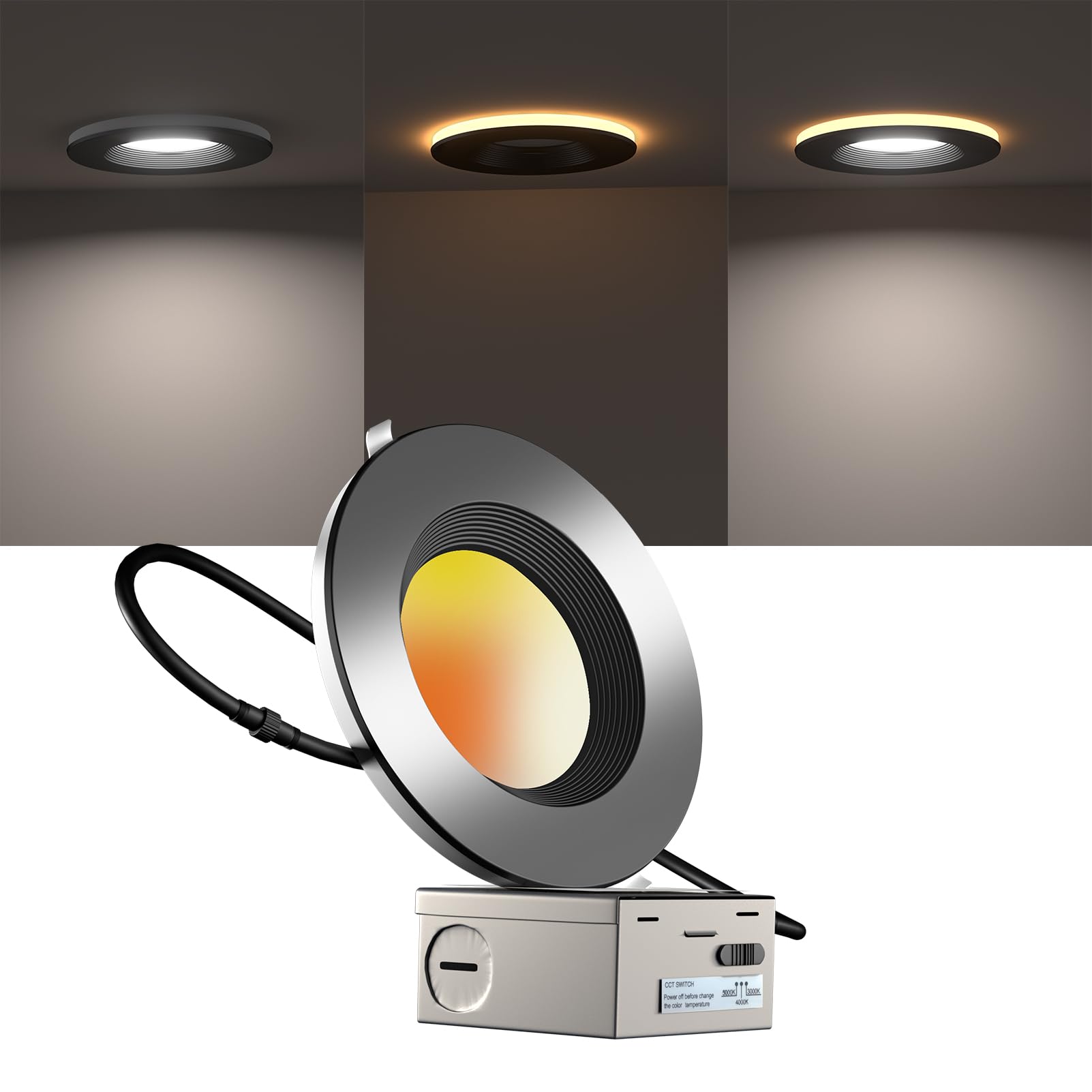 Lightdot Downlight, Downlight With Baffle Trim, Led Downlight 6 Inch Recessed Lighting,3000K/4000K/5000K Led Recessed Light Dimmable Ceiling Light Fixture Ic Rated-12 Pack
