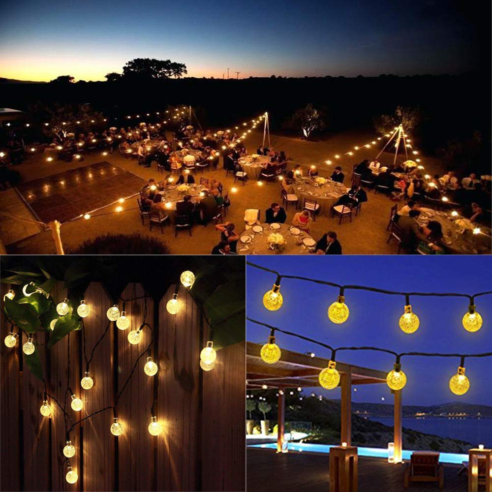 LYHOPE Solar String Lights, 120 LED, 71ft, 8 Modes, Waterproof, Warm White, for Outdoor Garden Patio Decorations
