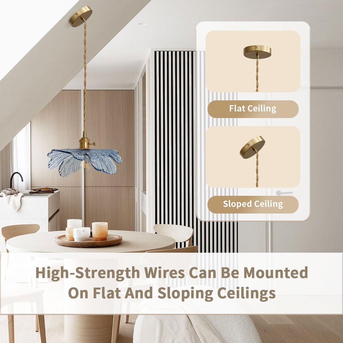 Vintage Pendant Light Glass Pendant Light Brushed Brass Pendant Light Fixtures Farmhouse Pendant Lighting With Blue Glass Shade