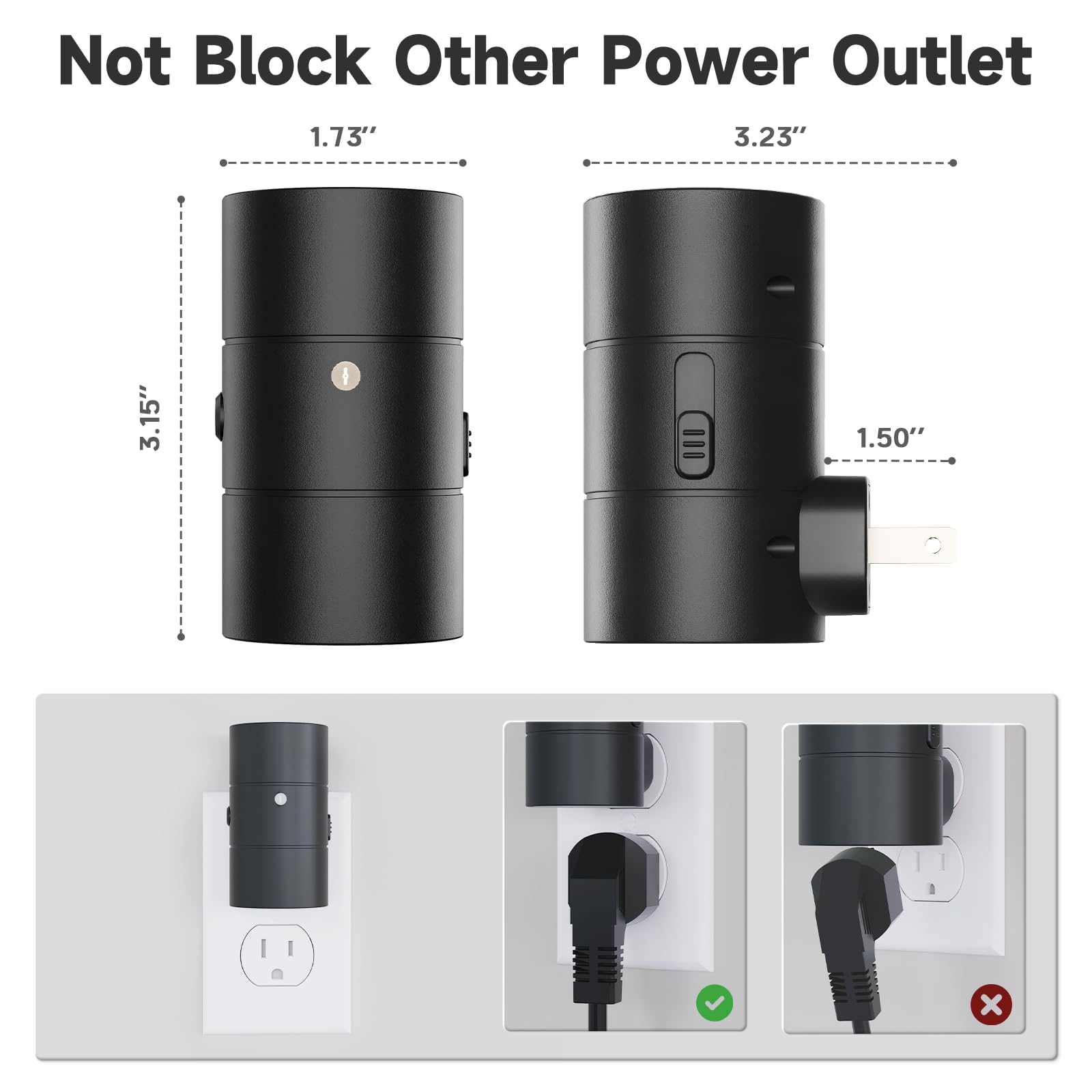 NIORSUN Dimmable LED Night Light, Ultra-Slim, Dusk to Dawn Sensor, 0-100LM, 8 Pack, Black, Model LH-XYD001