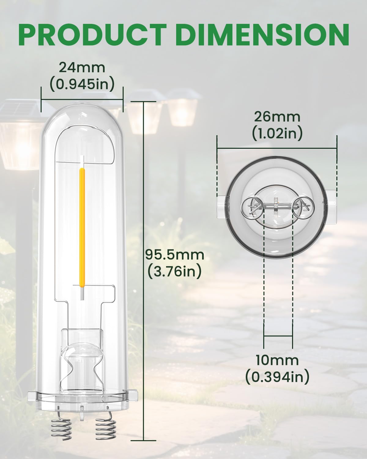 Trustwheel Outdoor Solar Light Bulb Replacement - 2 Pack Warm White 3000K Solar Garden Light Bulbs Dc 3V 0.5W Hampton Bay Replacement Bulb For Lanscape Garden Yard Patio Walkway Lighting