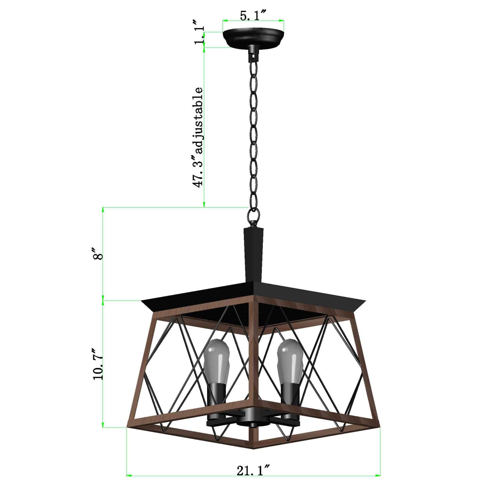 Q&S Farmhouse Rustic Chandeliers, Antique Bronze 4-Light Metal Hanging Light for Dining Room and Kitchen, Model P2006-4BR