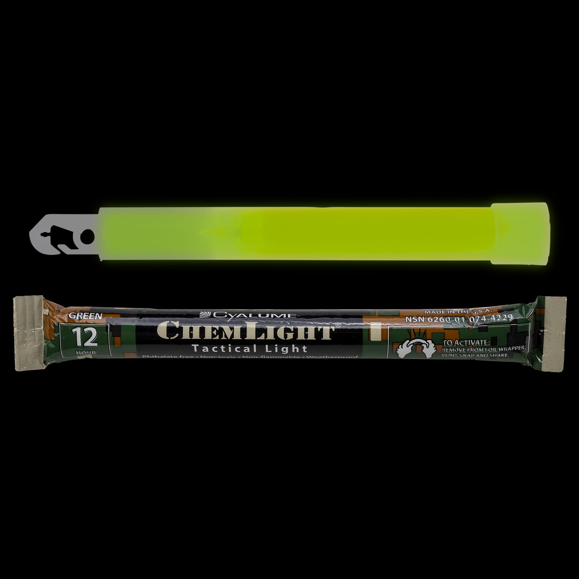Cyalume Green Glow Sticks - 6” enhanced Bright ChemLight, 12 Hour Duration, Bulk Pack of 10, Model 9-42290