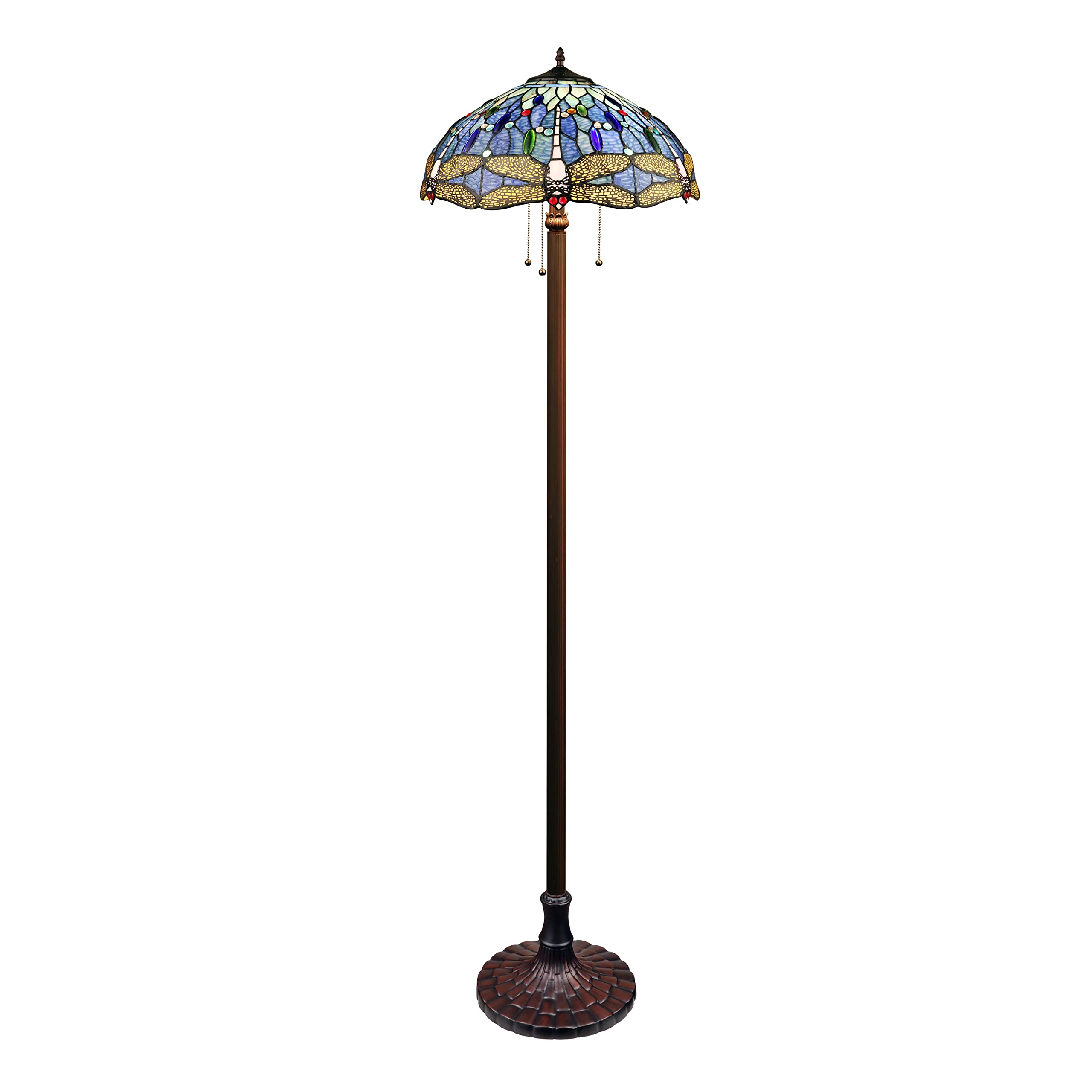 Chloe Lighting Dragonfly Floor Lamp, 3 Light, Dark Bronze, 18in Wide, Multicolor, Model CH3T524BD18-FL3