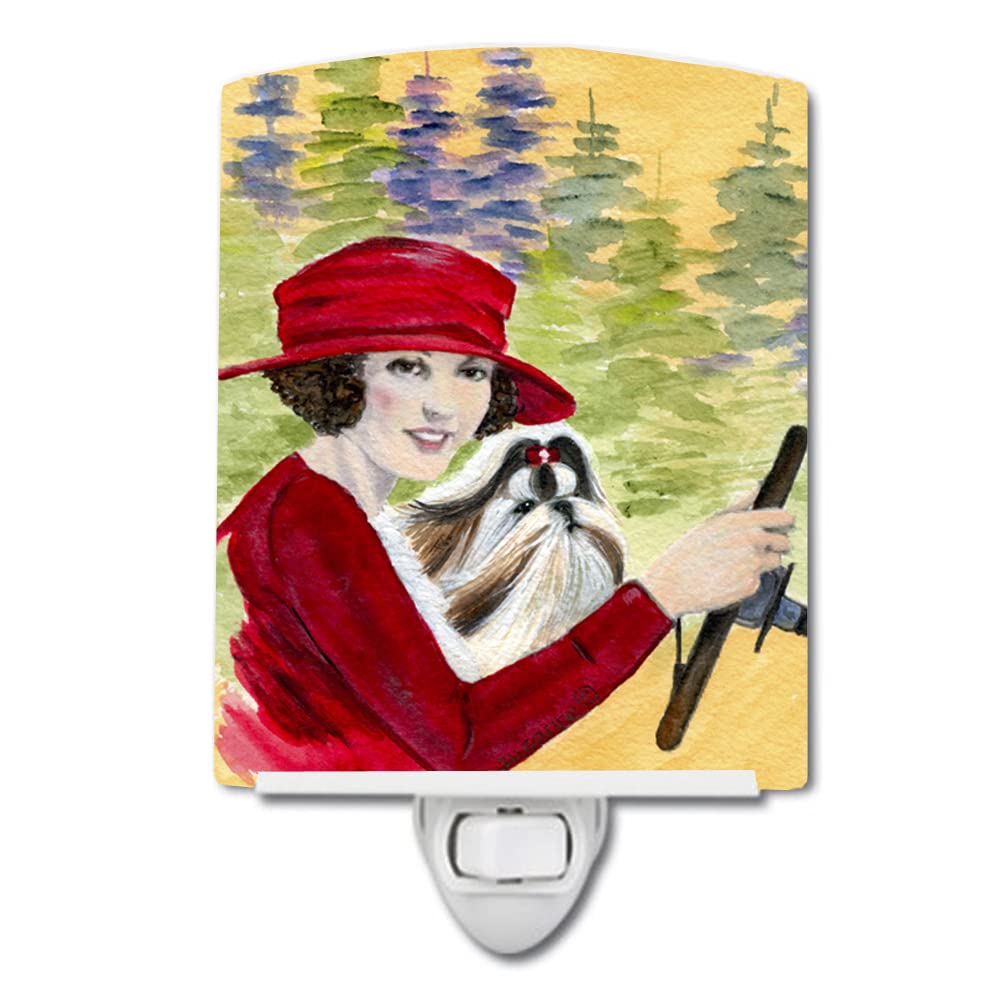Carolines Treasures Ceramic Night Light, Lady Driving with Shih Tzu, UL-Certified, 6x4x3 inches, Multicolor, Model SS8539CNL