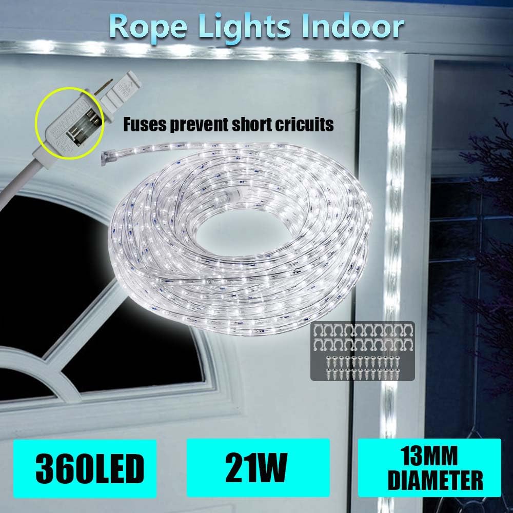 FOEERS 33FT White LED Rope Lights Outdoor,Flexible Tube Rope Lights Plug in,Connecting Rope Lights for Deck,Patio,Camping,Porch,