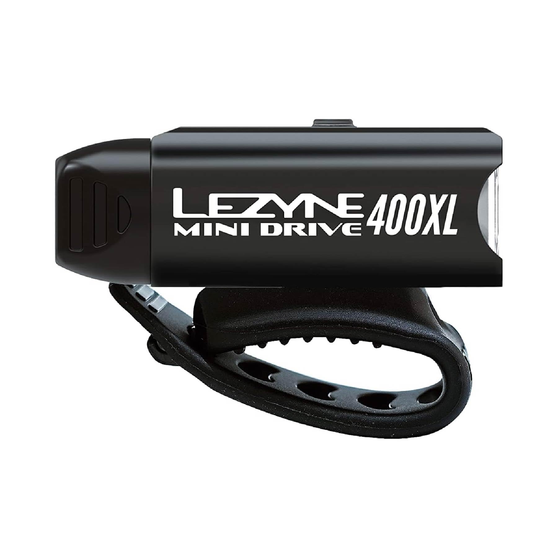 Lezyne Mini Drive 400Xl Bicycle Front Rechargeable Ipx7 White Led Road Mountain Gravel Bike Light W/Multiple Solid & Flash Modes | Integrated Versatile Mounting Strap, 400 Lumens, Gloss Black