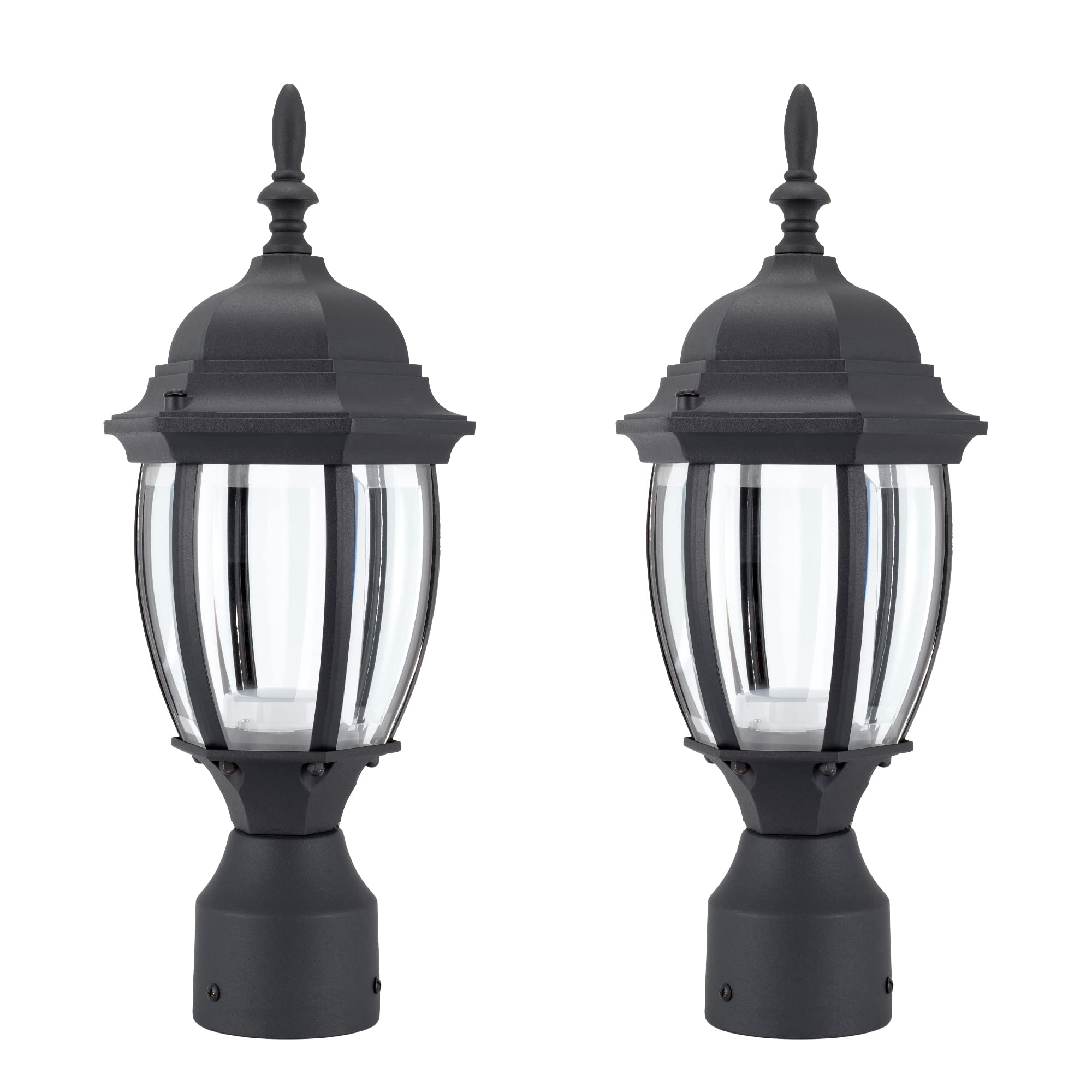 LIT-PaTH LED Outdoor Post Lighting Fixture, 9.5W, 800 Lumens, 3000K Warm White, Aluminum, Matte Black, 2-Pack