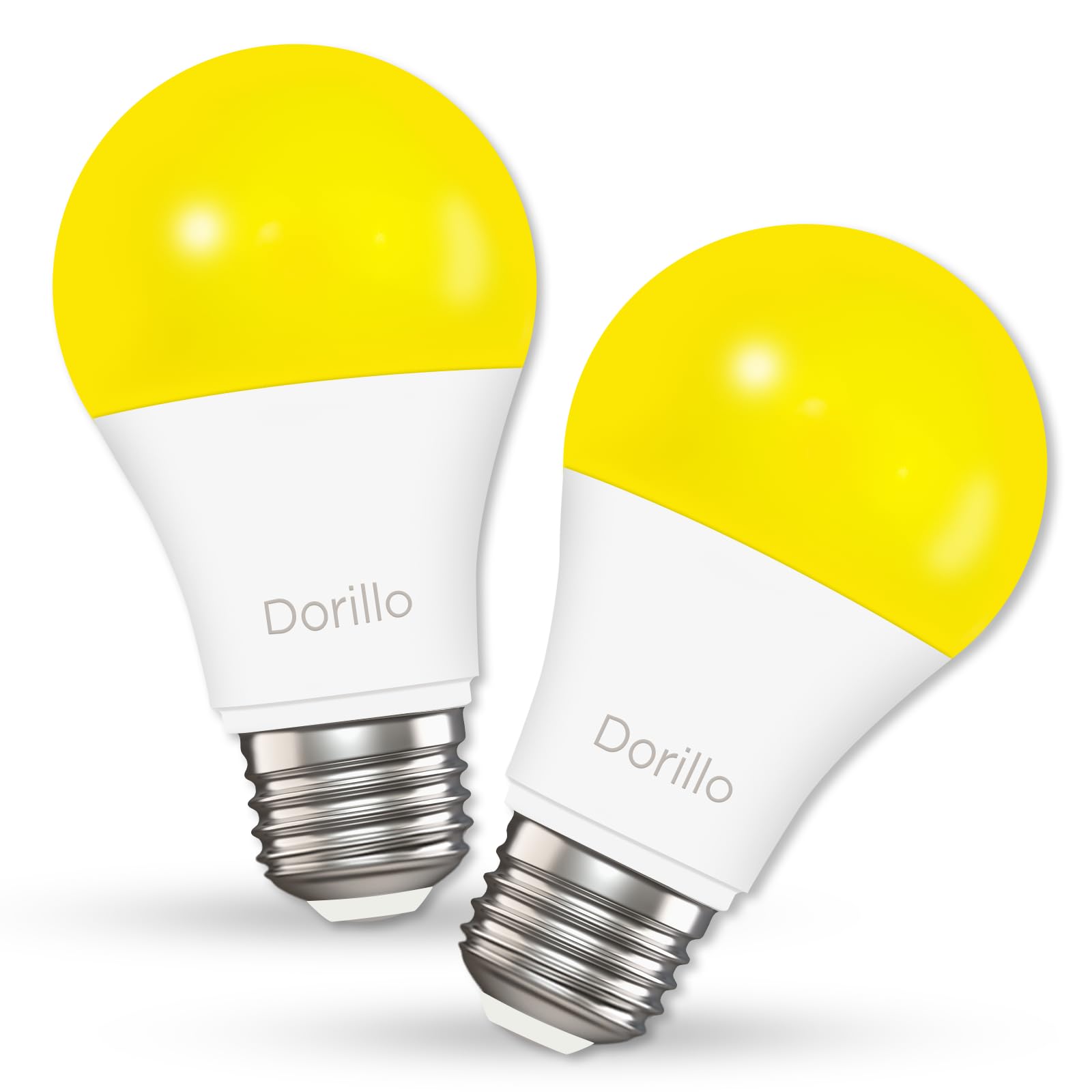 Dorillo A19 Led Yellow Bug Light Bulbs, 8.5W For Porch, Patio, Backyard, 60W Equivalent, 2400K Amber Glow, 600Lm, Non-Dimmable, 