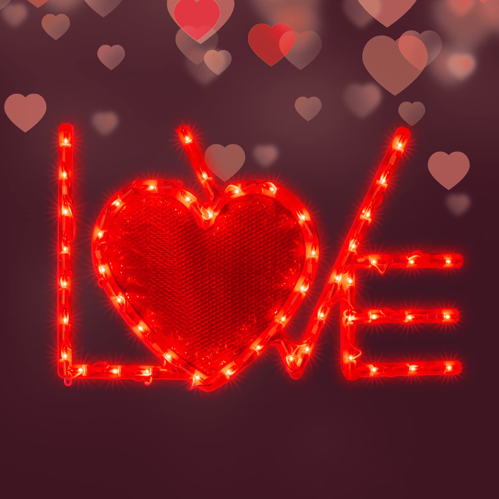 Lamphome 50L 17.3'' Red Love With Heart Valentine'S Day Window Silhouette Decoration