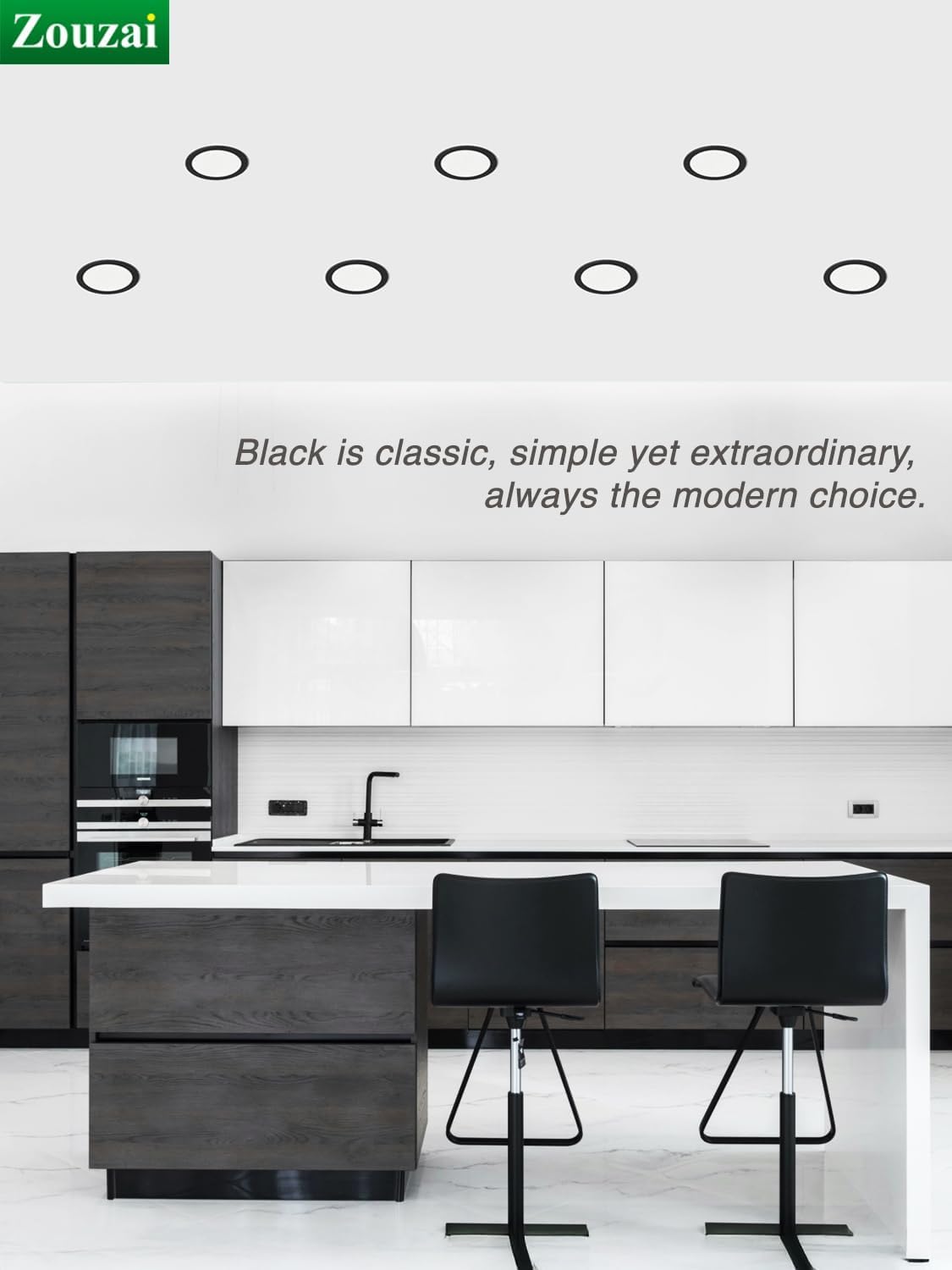 zouzai 4 Inch Black Ultra-Thin LED Recessed Ceiling Light, 5CCT, Dimmable, ETL & Energy Star Certified, 9W Equivalent to 80W