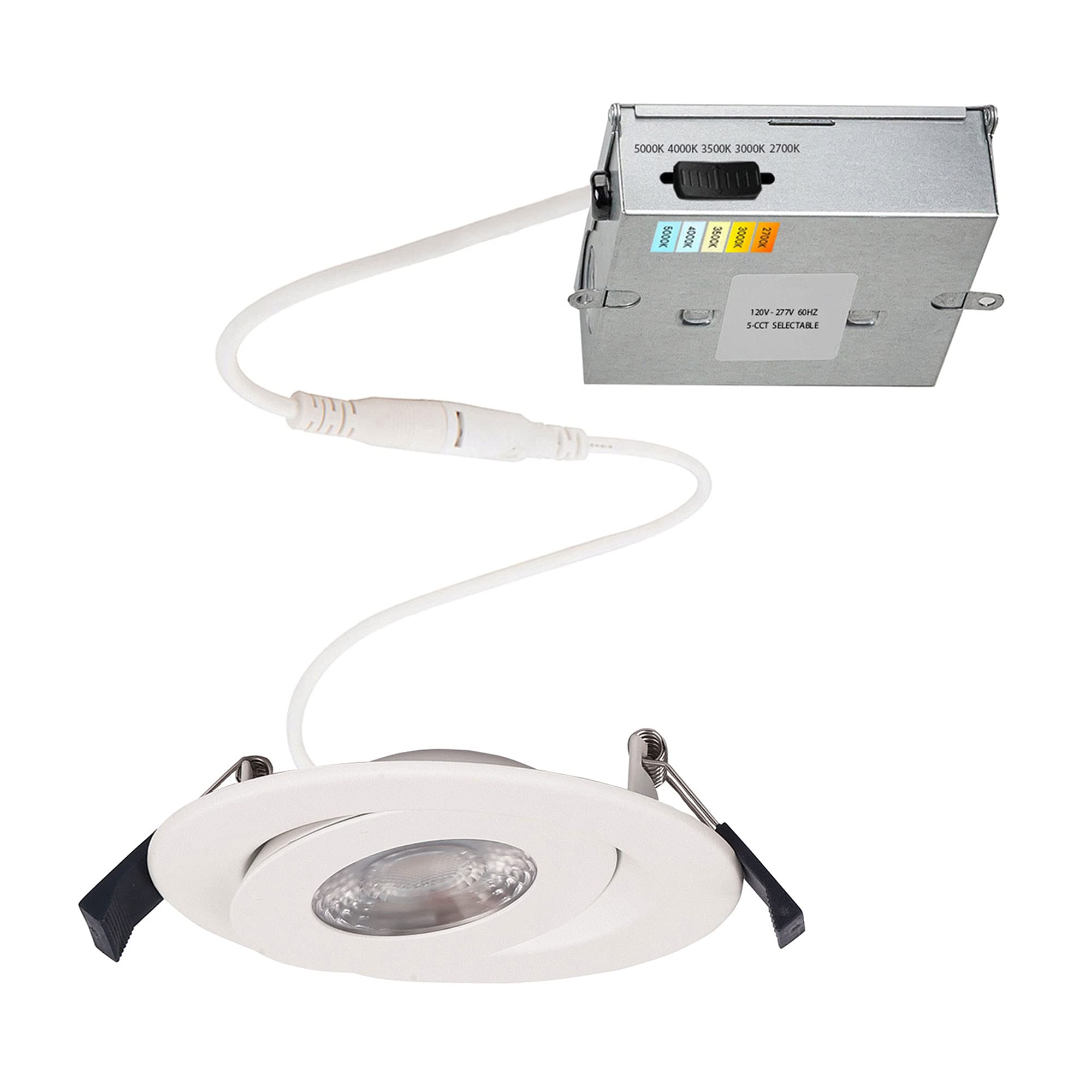 Wac Lighting, Lotos 4In Led Round Adjustable 5-Cct Selectable 2700K-3000K-3500K-4000K-5000K Recessed Kit In White