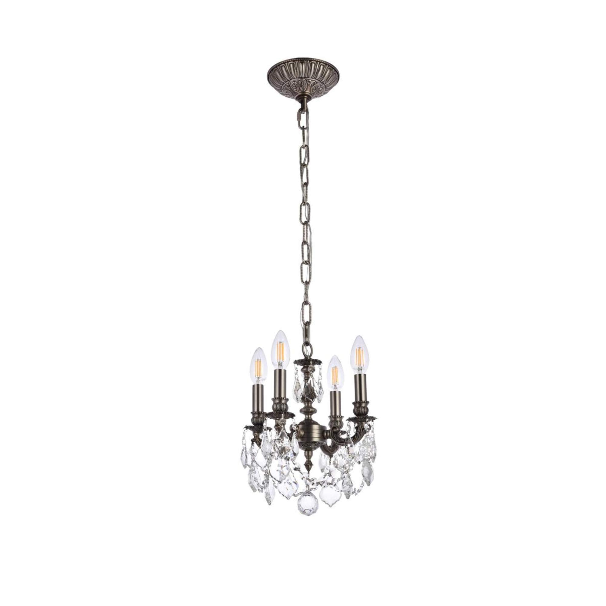 Elegant Lighting Royal Cut Crystal Pendant Light, 10in x 10in, Pewter, Model 9104D10PW/RC