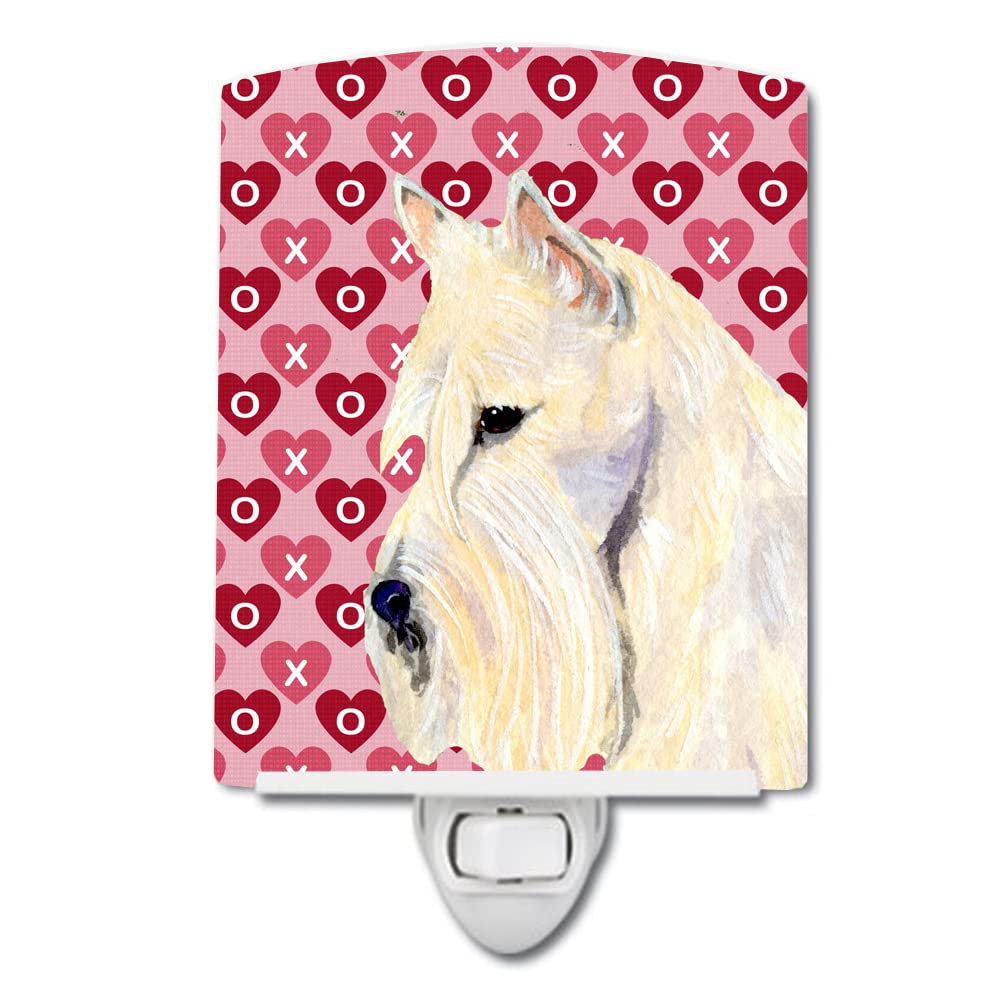Caroline'S Treasures Valentine'S Day Scottish Terrier Ceramic Night Light, 6X4X3, Multicolor