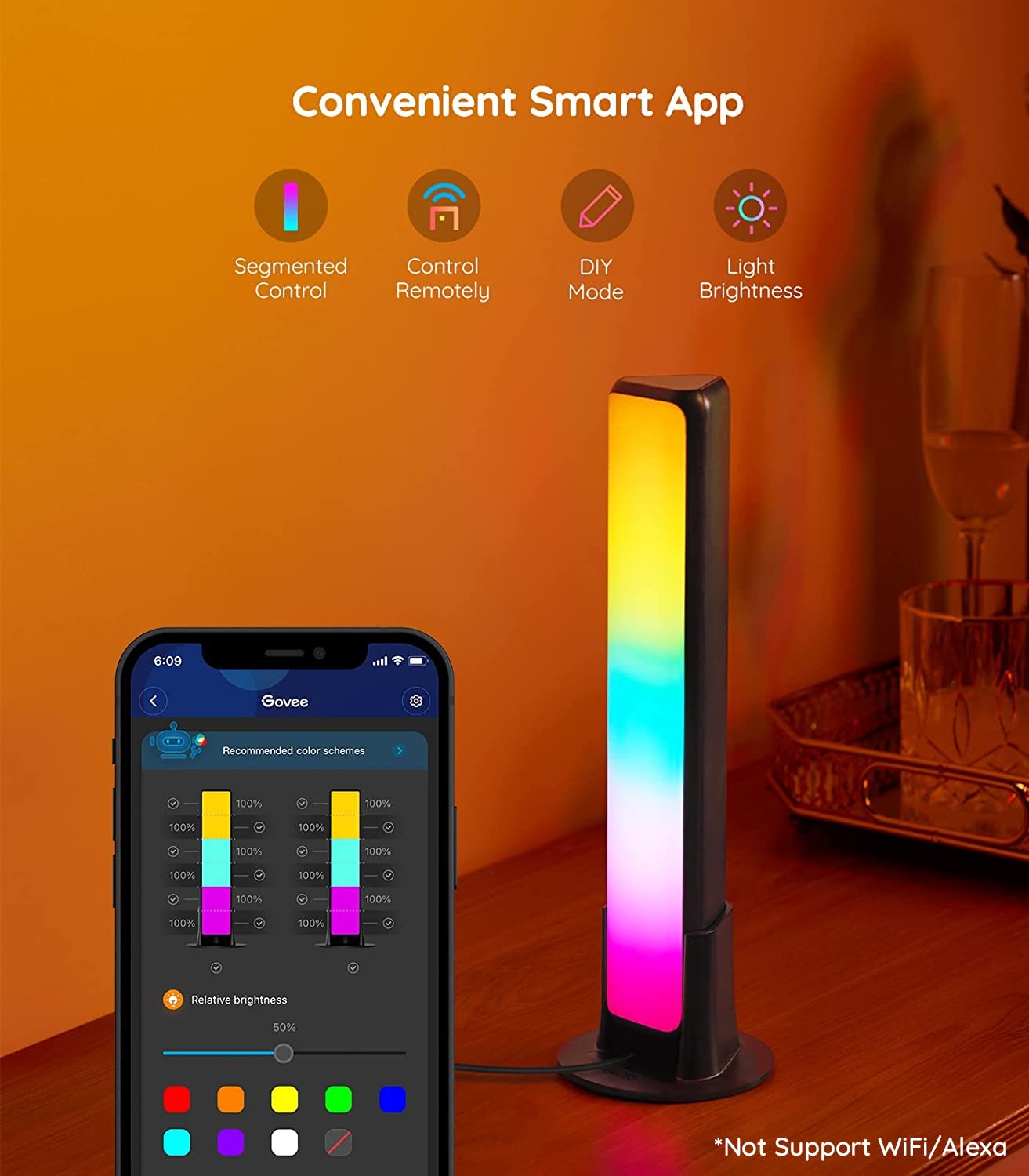 Govee Smart Light Bars, RGBICWW Smart LED Lights with 12 Scene Modes and Music Modes, Bluetooth Color Light Bar for Entertainmen