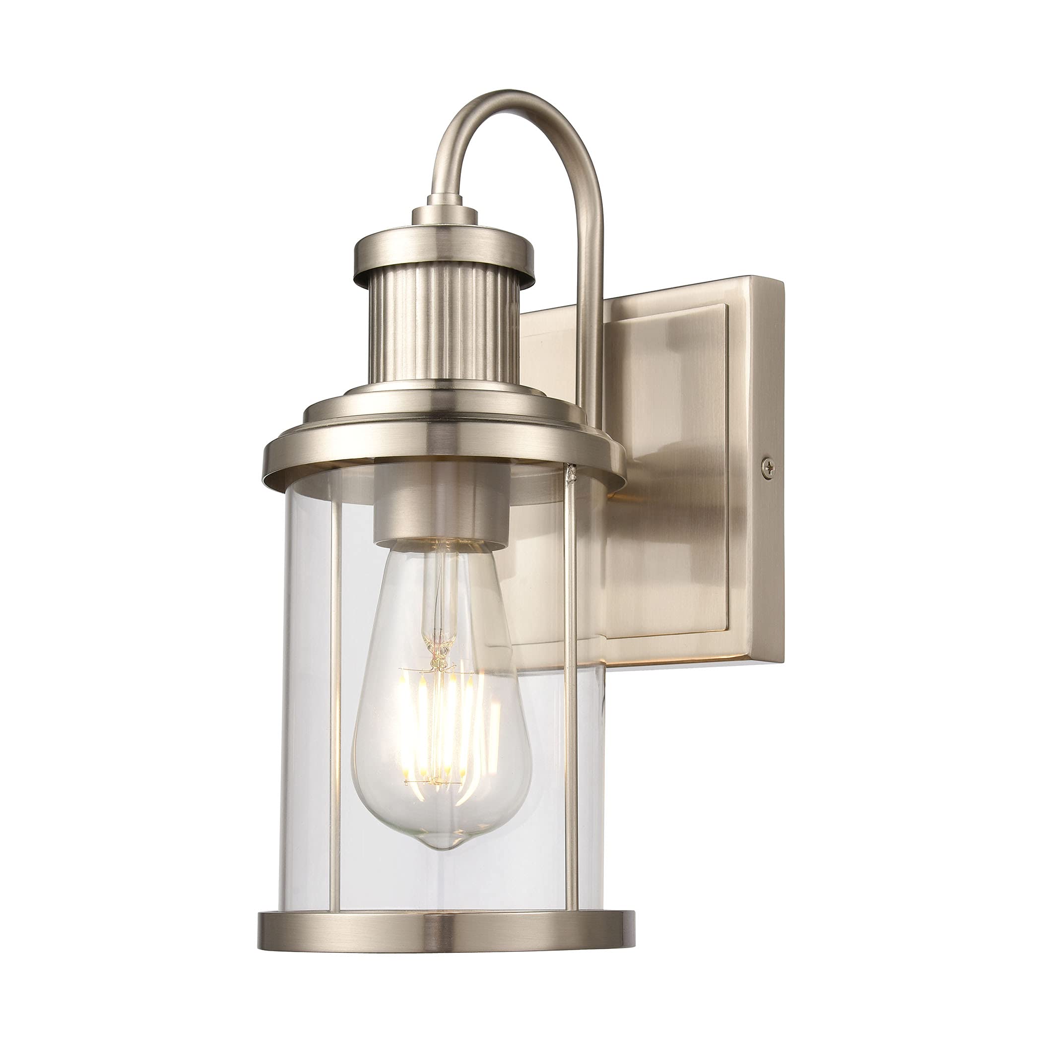 Elk Home Millburn 1-Light Vanity Light, Satin Nickel, Clear Glass, Traditional Style