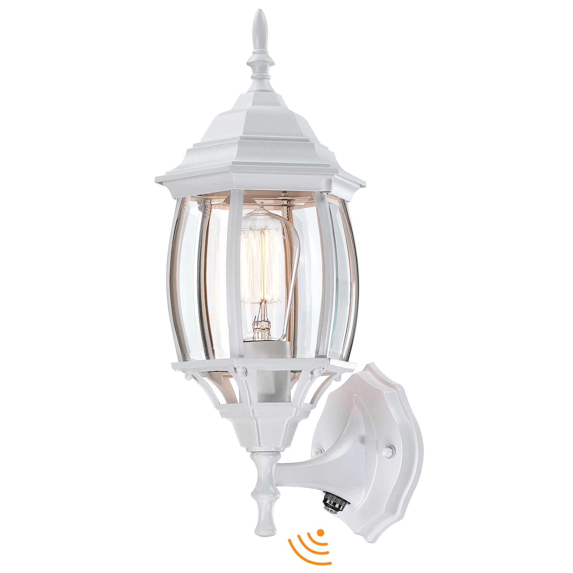 Faymart Lighting 16.8 Inch White Outdoor Wall Lights Dusk To Dawn  Outside Wall Sconce For House White Dusk To Dawn Sensor Outdoor Light For Front Door Porch Sconce With Vintage Design E26