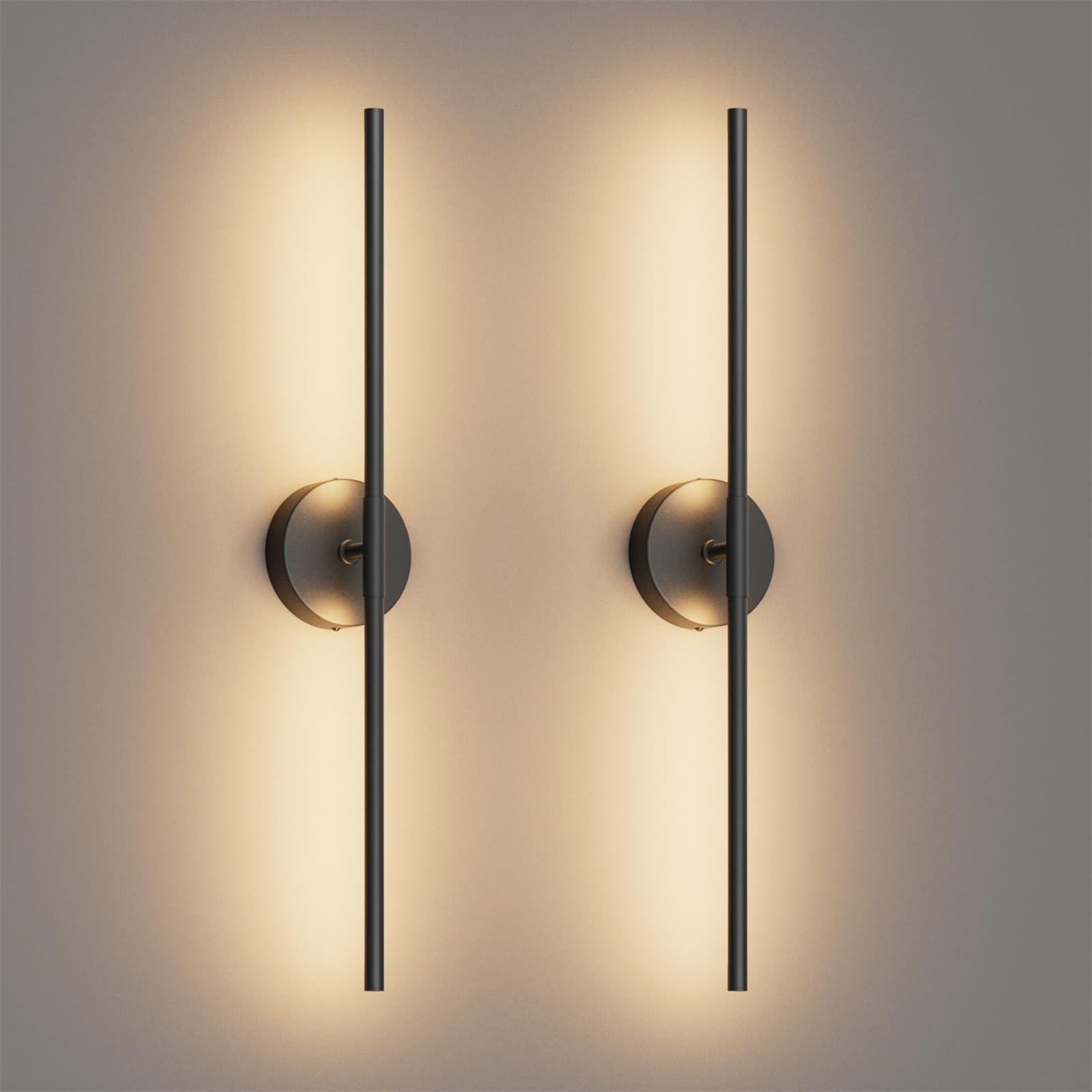 Coinmit Black Wall Sconce Set Of Two, 28In Hardwired 3000K Led Light Fixture, Modern Design