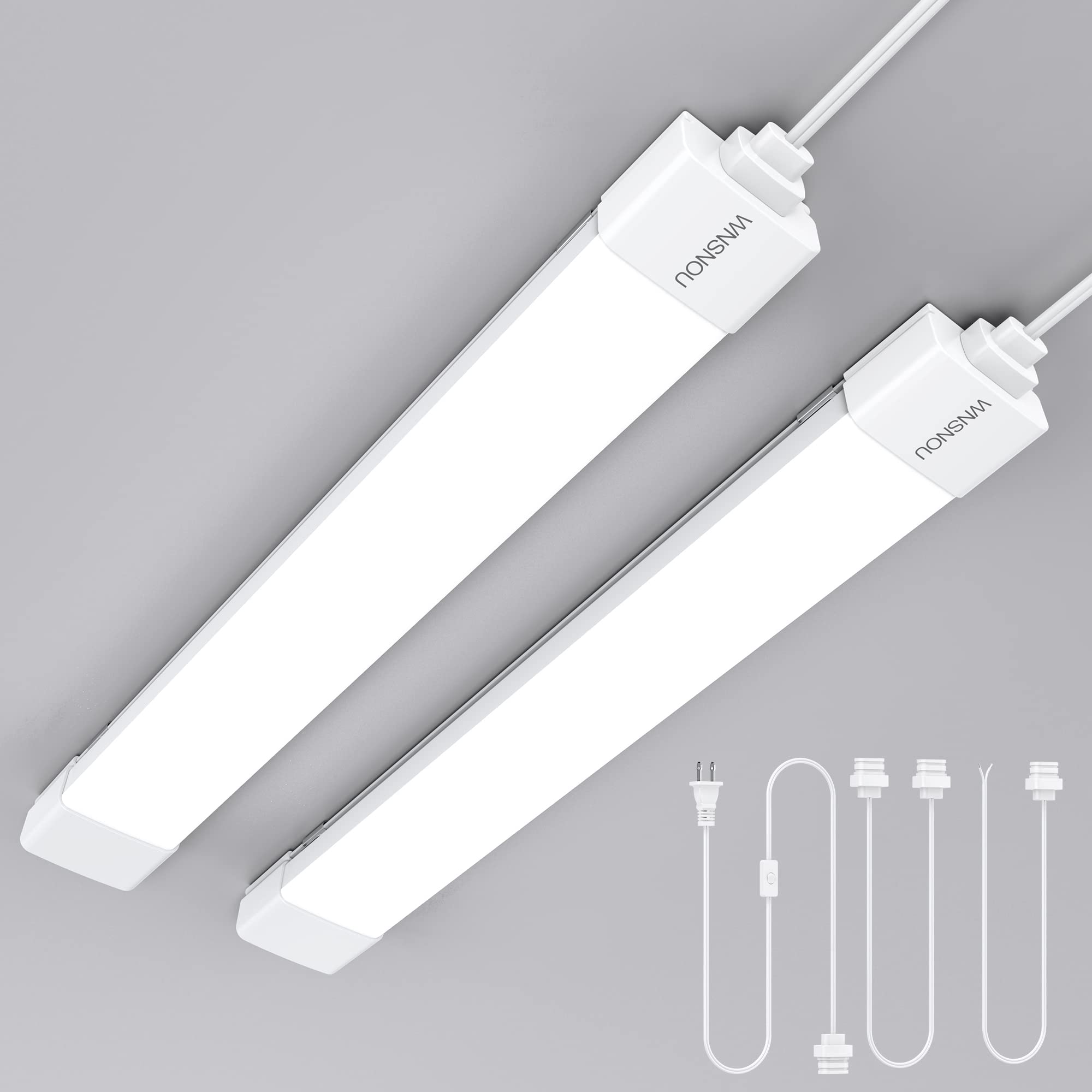 Wnsnou Led Shop Light - Waterproof & Linkable Tube Light, 18W 2000Lm, 5000K, 2Ft (2Pcs), well-designed Aluminum & Pc