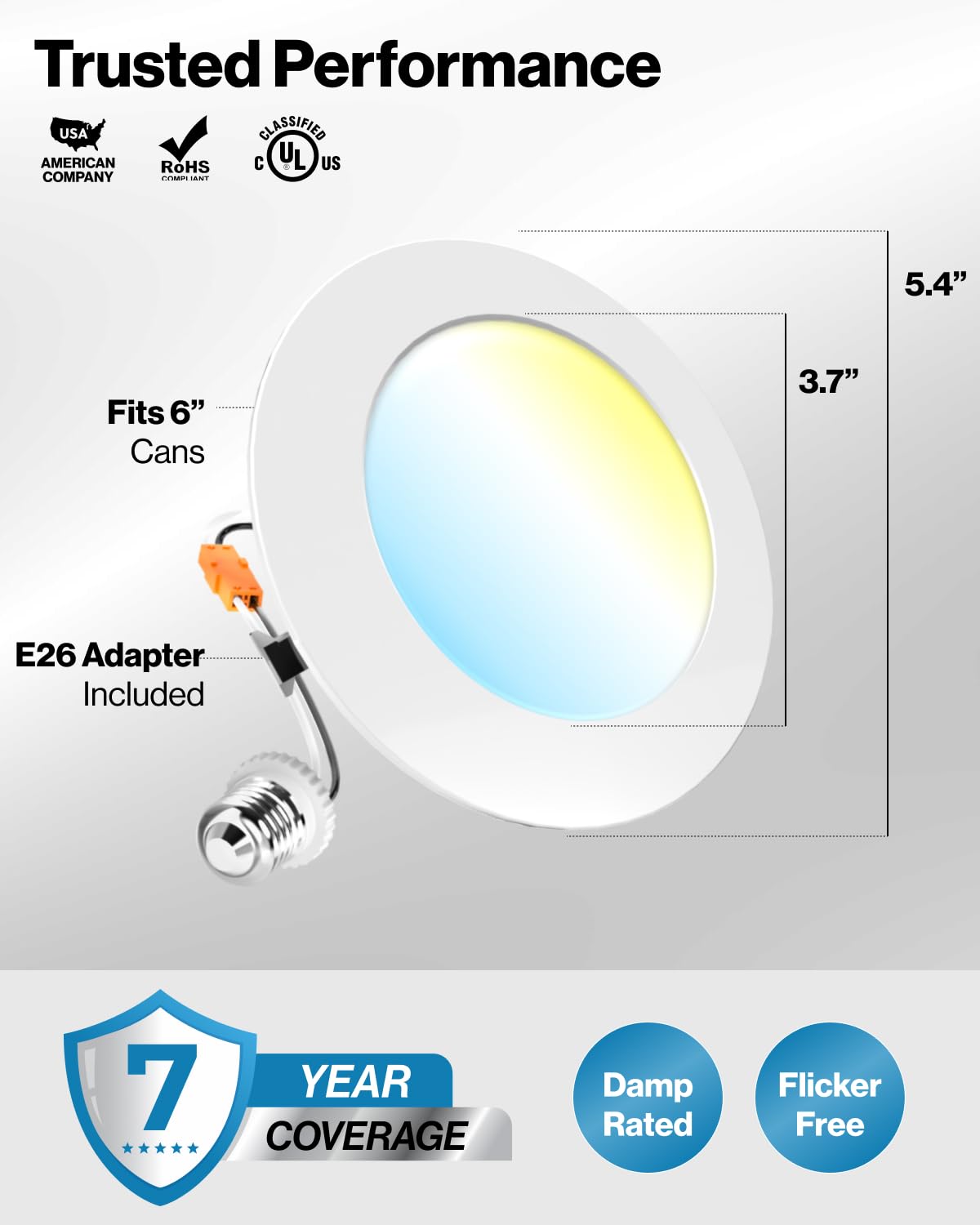 Sunco 8 Pack 4 Inch Led Flat Recessed Light  Retrofit Ceiling Can Lighting  800 Lm  Selectable Cct 2700K/3000K/4000K/5000K  Dimmable  10W=60W  50 000 Lifetime Hours Ul