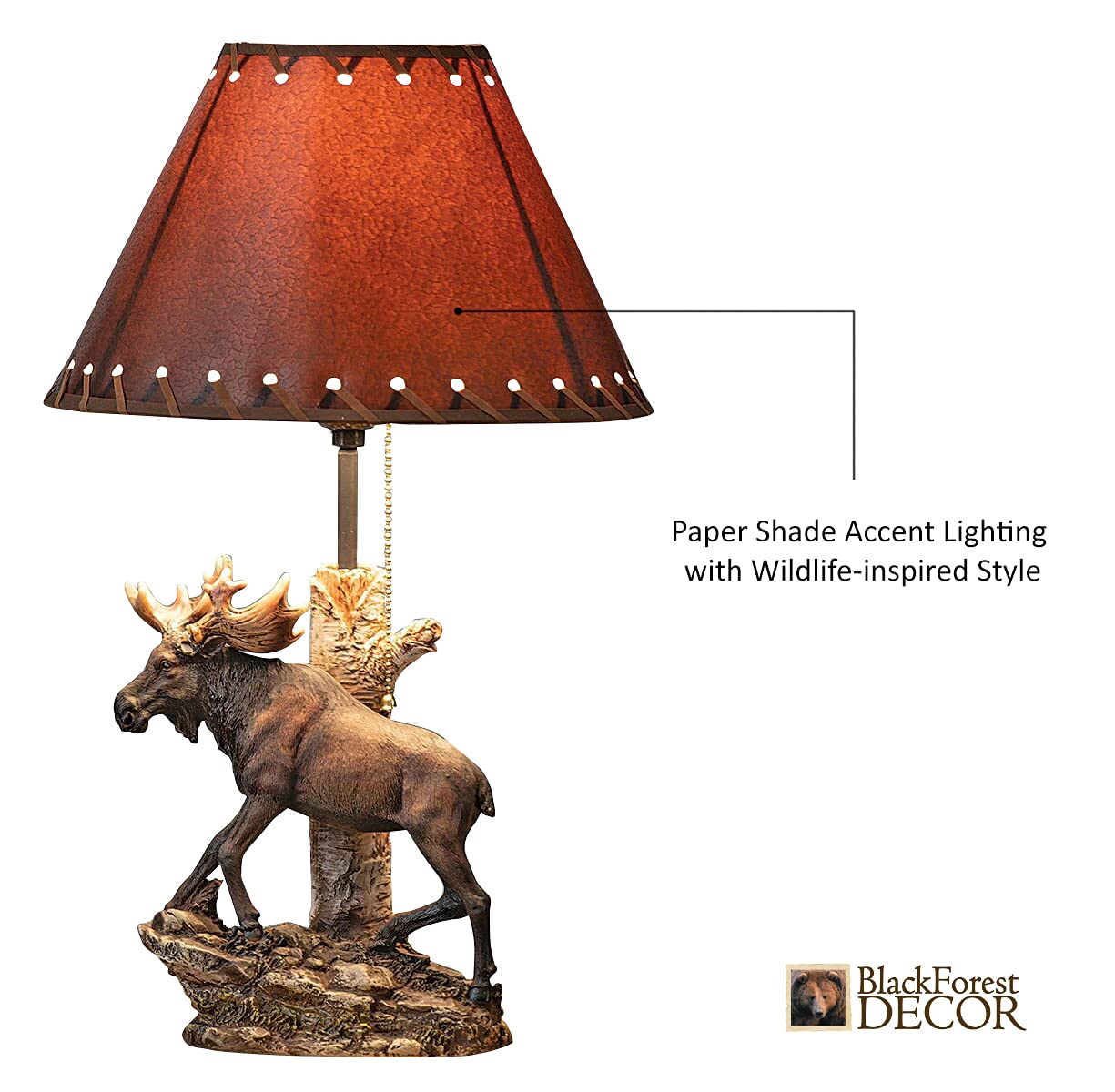 BLACK FOREST DECOR Moose Climbing Table Lamp - Vintage Rustic Home Décor - 19.5" x 12" for Cabin, Living Room, Nightstand, Desk