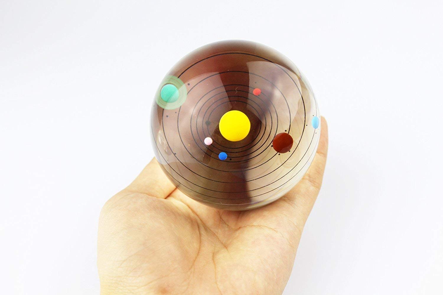 FTYTEK 3D Crystal Ball with LED Base, 80mm Clear Solar System Model, Blue, Model SJQ007H
