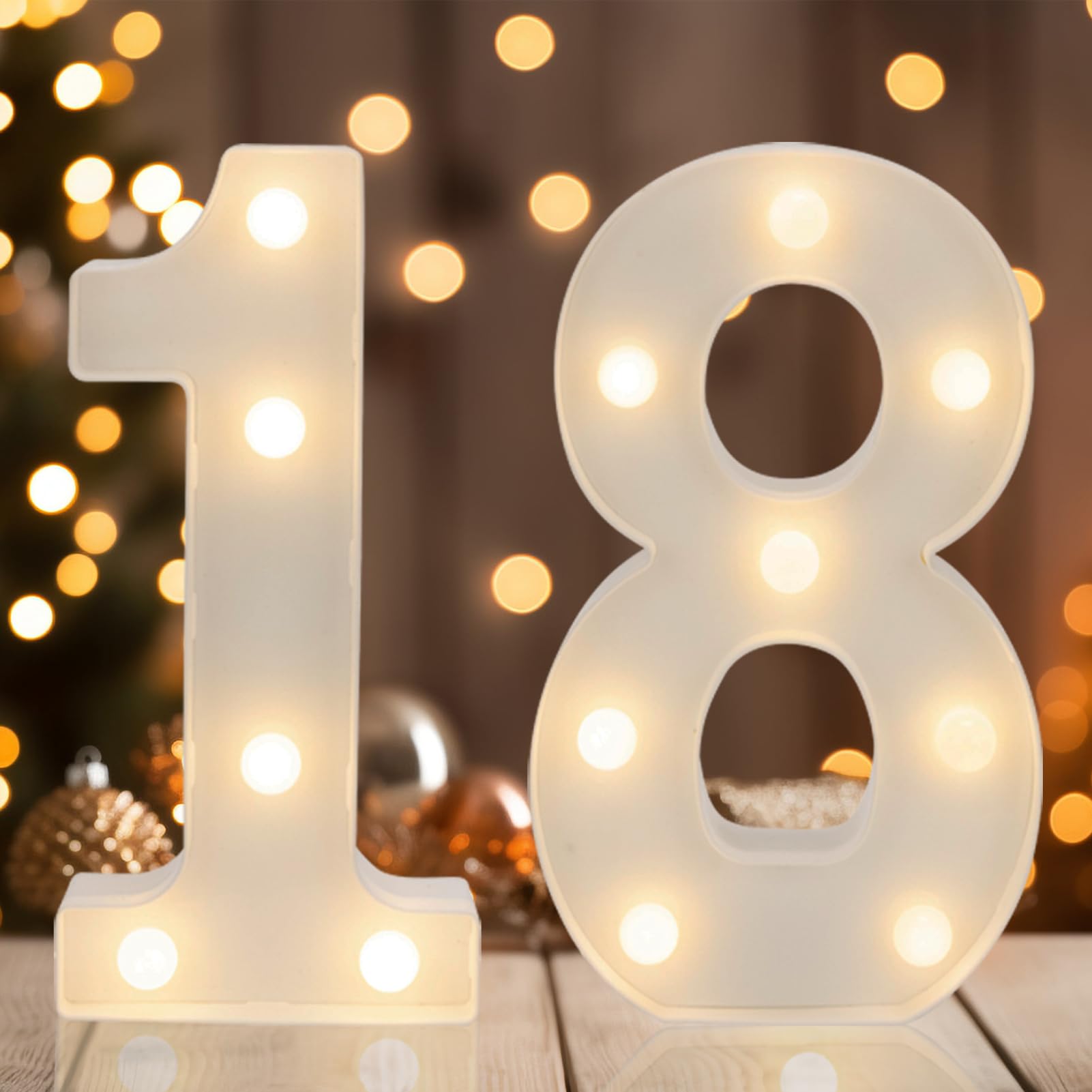 IFDGCTK LED Light Up Numbers for 18th Birthday, Warm White Decor, Model IFDGCTK