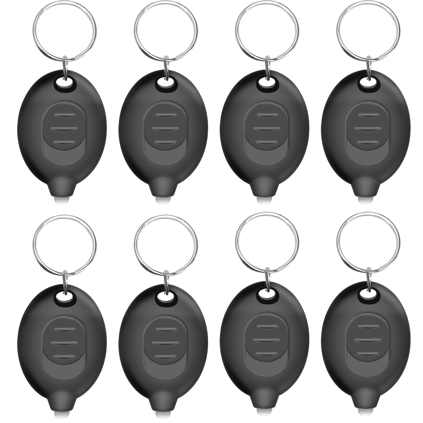 Daemson Mini LED Keychain Flashlight, Ultra Bright, 8PCS, Black Shell, Model White