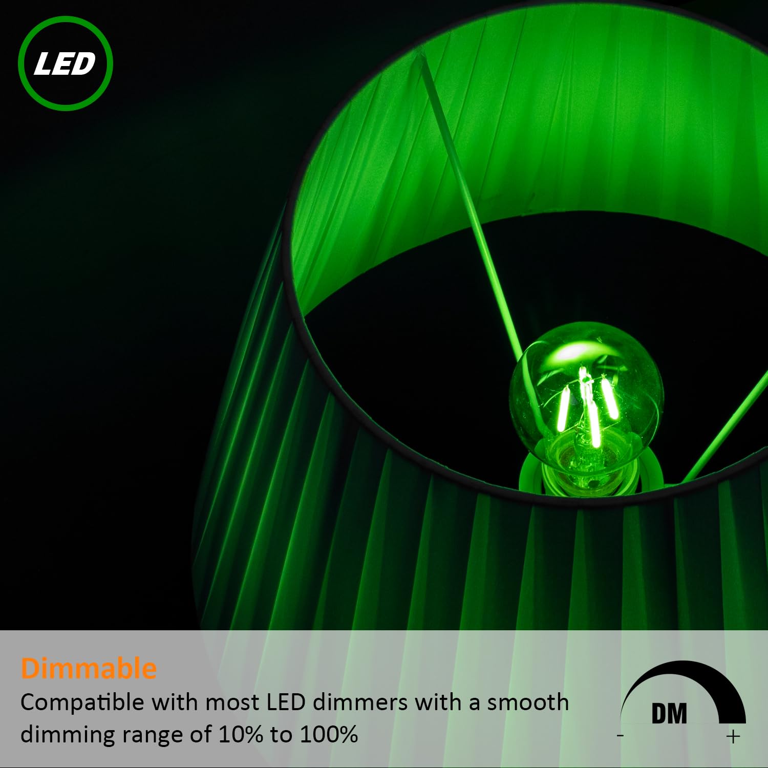 Maelsrlg Green Light Bulb, 4 Watts, A19 Colored Led Filament Bulbs, Clear Glass, 120 Volts, Dimmable, E26 Base, 2-Pack