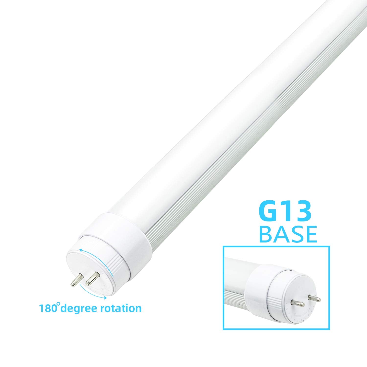 Britelumen F15T8 LED Tube Light,120V 4 Pack of 18'' 7W Tube Light Bulb,5000K Daylight White,Rotatable End Caps,LED Fluorescent T