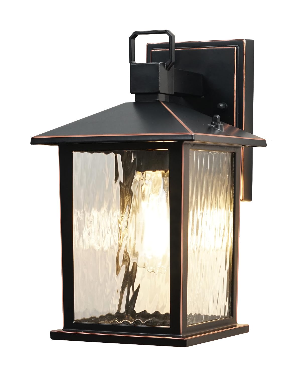ZILLSEA Oil Rubbed Bronze Outdoor Wall Light, 12 Exterior Lighting Fixture with Water Ripple Glass, Hardwired Die-Casting Alum