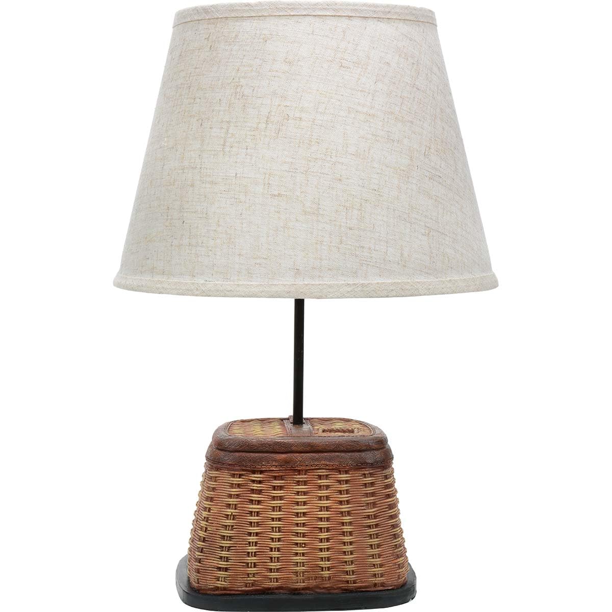 BLACK FOREST DECOR Fishing Creel Accent Lamp - Rustic Beige Table Lamp, 20.25" x 13.15"
