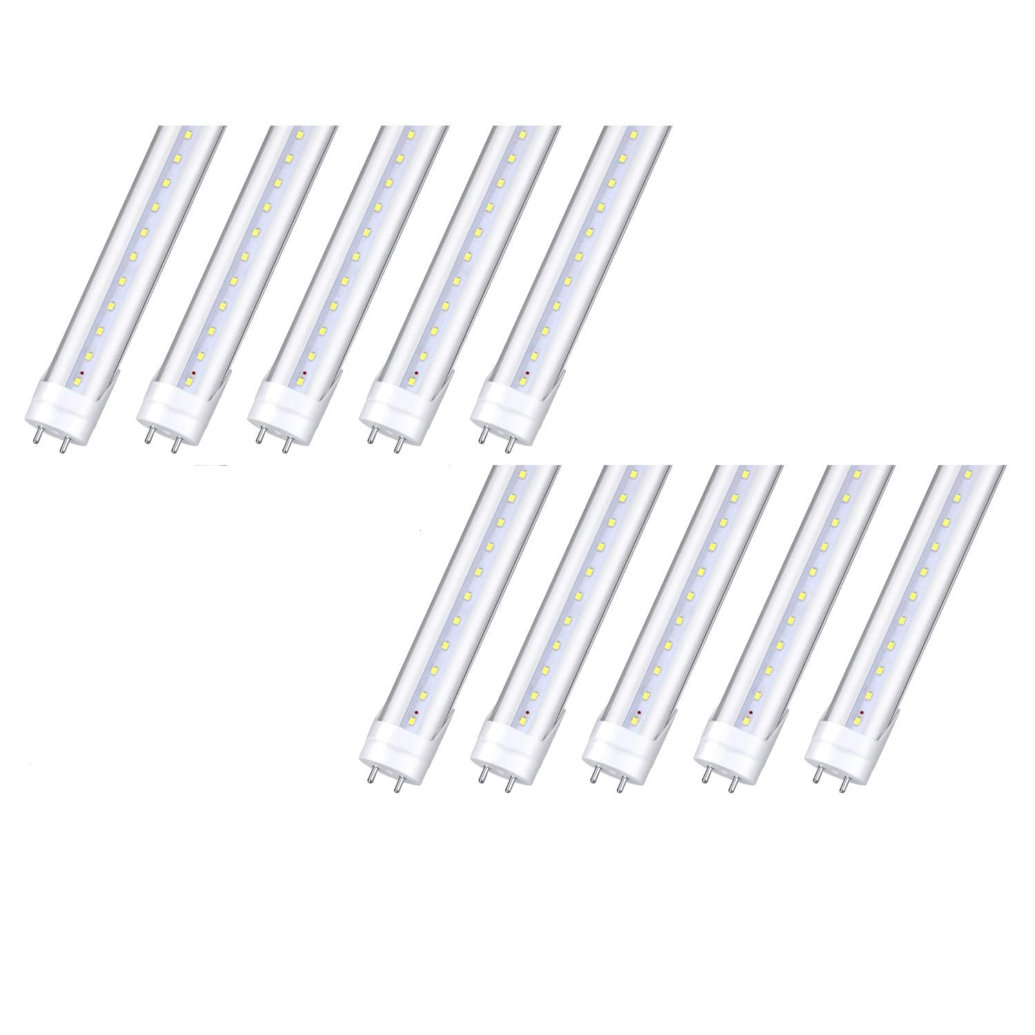 Hminled T8 Led Light Tube 4 Ft 22W 6000K 85-265V Double-Ended Bypass Ballast Clear Cover G13 Lighting  10-Pack