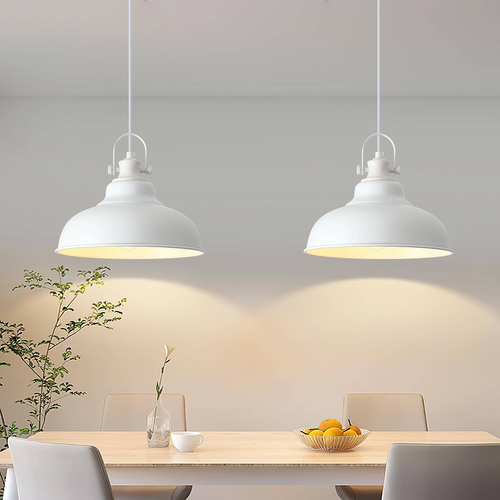 Guihualove White Pendant Lights Kitchen Island, 2 Pack Kitchen Island Lighting, Farmhouse Pendant Light Fixtures (11.41'' W), Is