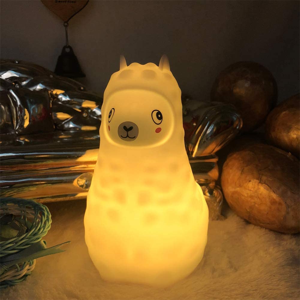 Tianhaixing Kids Night Light, Rechargeable Silicone LED Lamp, Adjustable Brightness & Colors, Model THX884, White