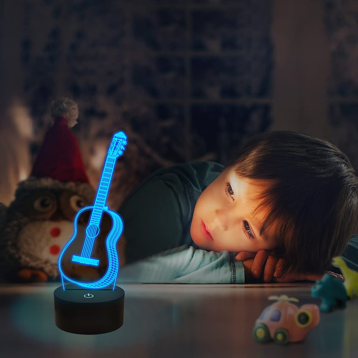 Fullosun 3D Night Light Guitar Gifts For Music Lover, 3D Illusion Lamp With Remote Control &16 Colors Changing Amazing Idea Choi
