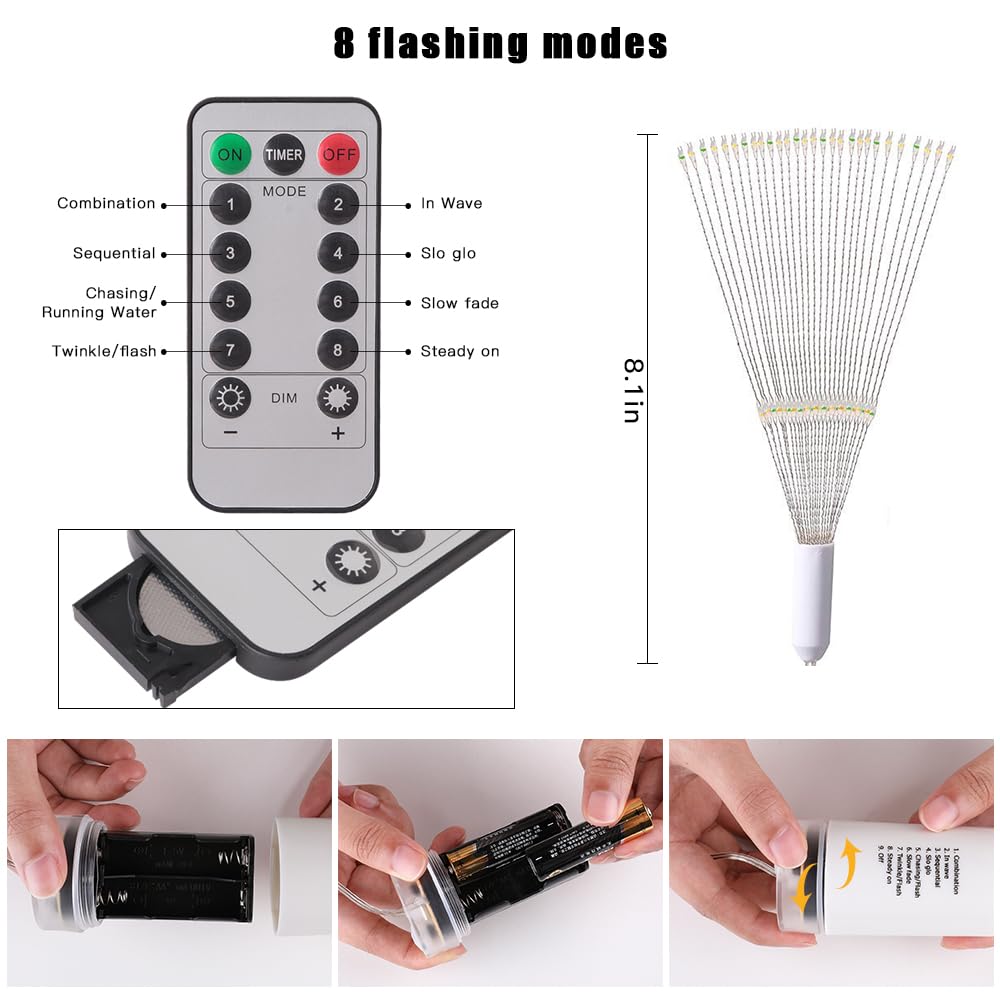 Techip 120LED Copper Wire Fairy Lights, Warm White, Battery Operated, with Remote Timer, Model LH-BOM-YHD120, for Indoor/Outdoor Use