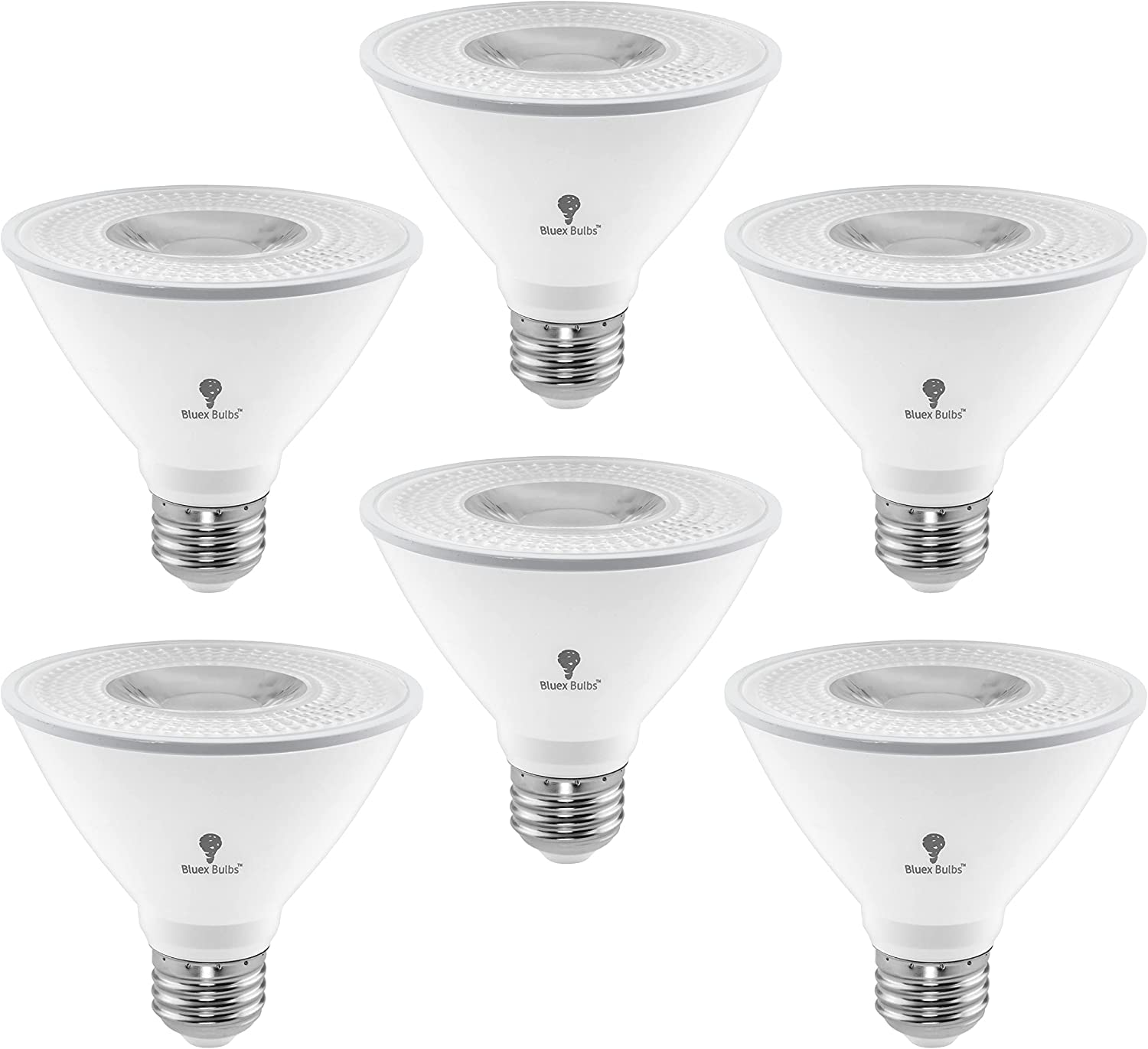 6 Pack Par30 Short Neck Led Flood Light Bulb 10W 75 Watt Equivalent 850 Lumens Waterproof E26 4000K Cool White Super Bright Par3