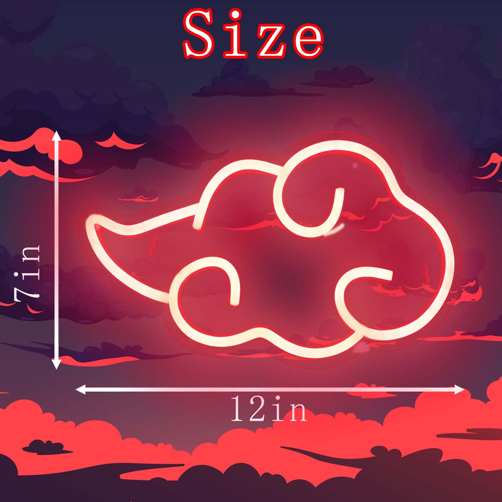 Dleouly LED Neon Sign, Red Cloud Wall Decor, USB Night Light, 12x7in Acrylic, Adjustable Brightness for Bedroom, Game Room, Man Cave