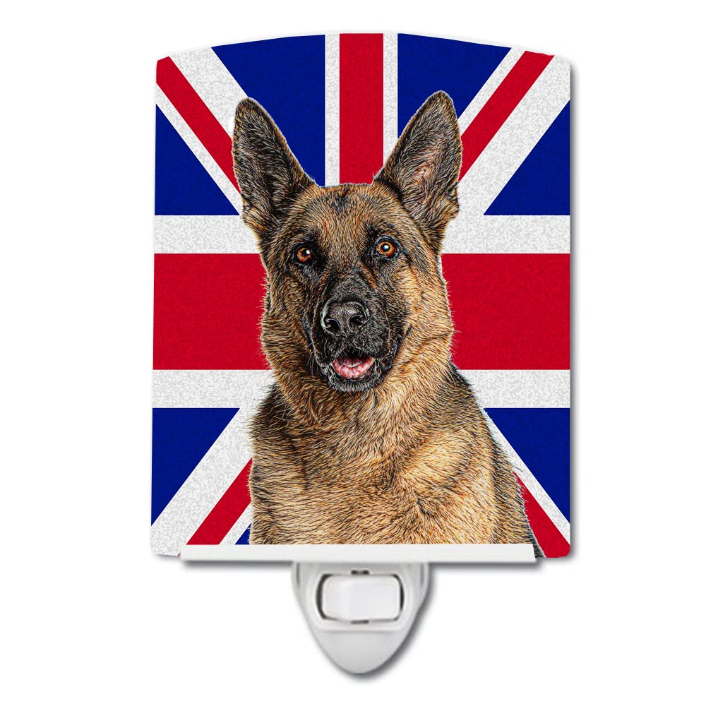 Carolines Treasures Ceramic Night Light, German Shepherd with Union Jack, 6x4x3in, Multicolor, Model KJ1166CNL