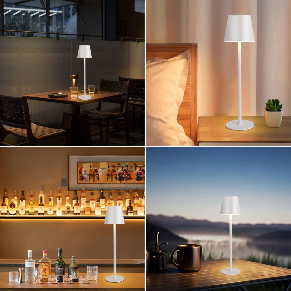 Led Cordless Table Lamps Set Of 2,Portable Rechargeable 5000Mah Outdoor Table Lamp,3 Color Stepless Dimming Wireless Battery Pow