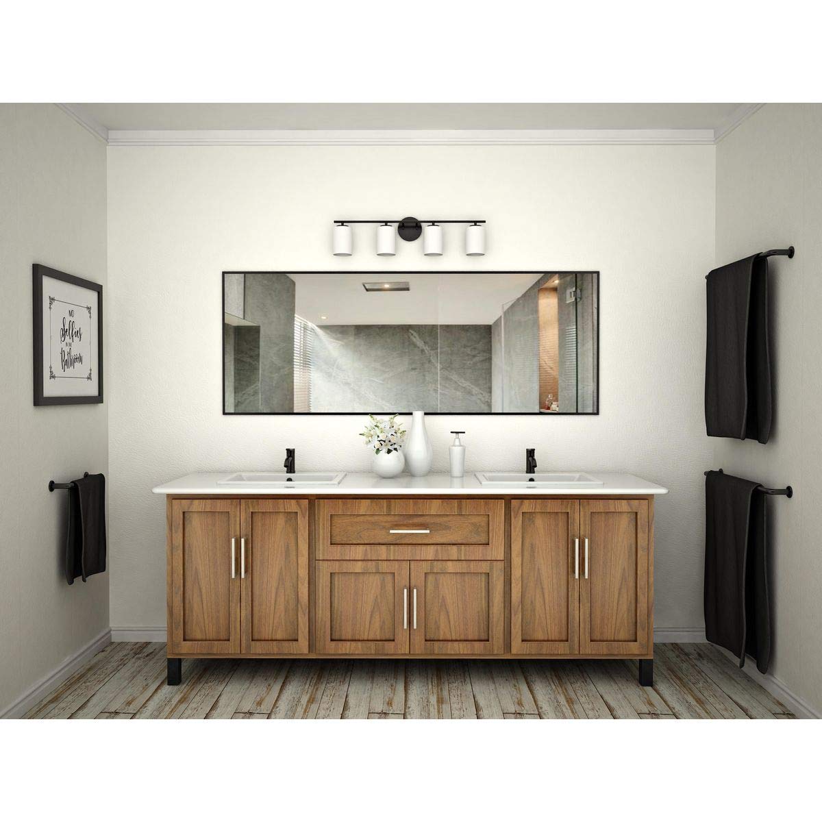 Progress Lighting Replay Collection 4-Light Bath Vanity Light Etched Glass Textured Black Model P2160-31