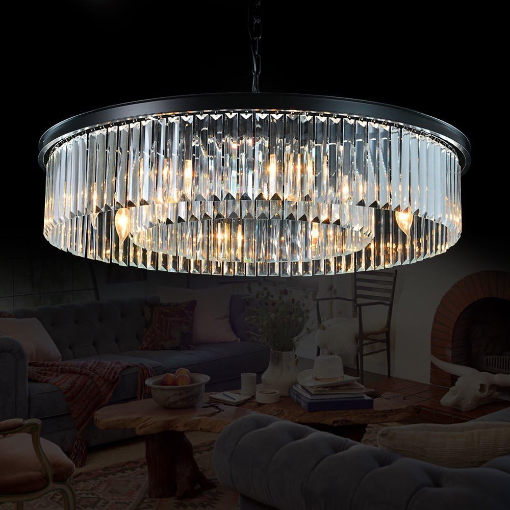 MEELIGHTING Crystal Chandeliers Modern Contemporary Ceiling Lights Fixtures Pendant Lighting for Dining Room Living Room Chandel