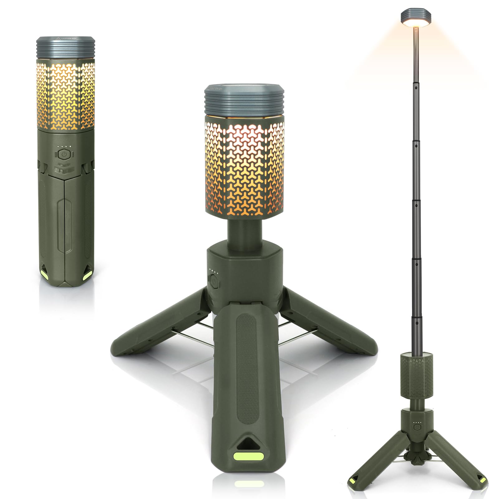 Qinzhuo Telescopic Camping Lantern 10500mAh Waterproof LED Light Green Model QIN-CL01-01 with Storage Bag