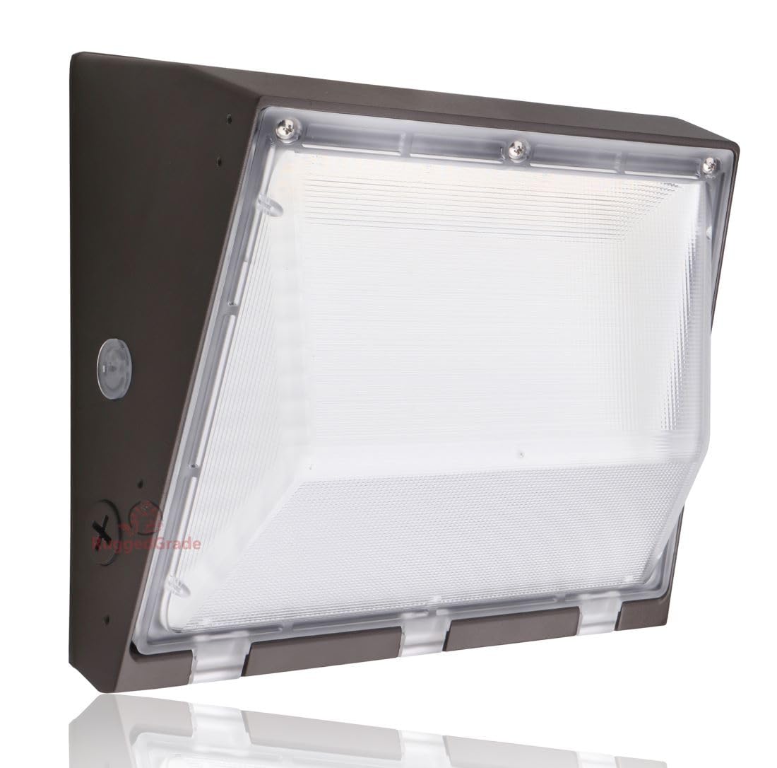 RuggedGrade 80 Watt LED Wall Pack - Durado Blade Series - 11,400 Lumens - 5000K - Semi Cut Off - DLC 5.1 Premium - No Photocell- Black Housing
