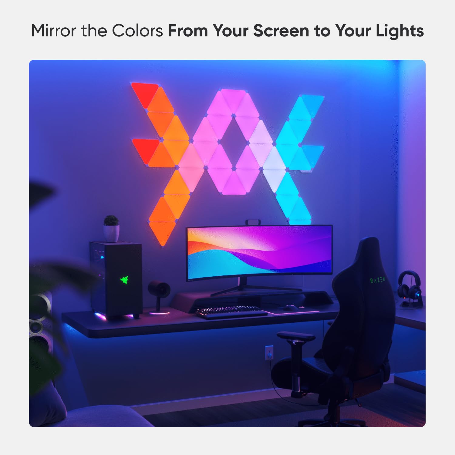 Nanoleaf Shapes Wifi And Thread Smart Rgbw 16M+ Color Led Dimmable Gaming And Home Decor Wall Lights Expansion Pack (Triangles (